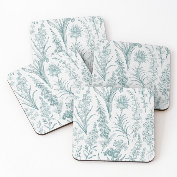 Item preview, Cottagecore Vintage Garden Green Toile Floral Pattern designed and sold by PUFFYP.