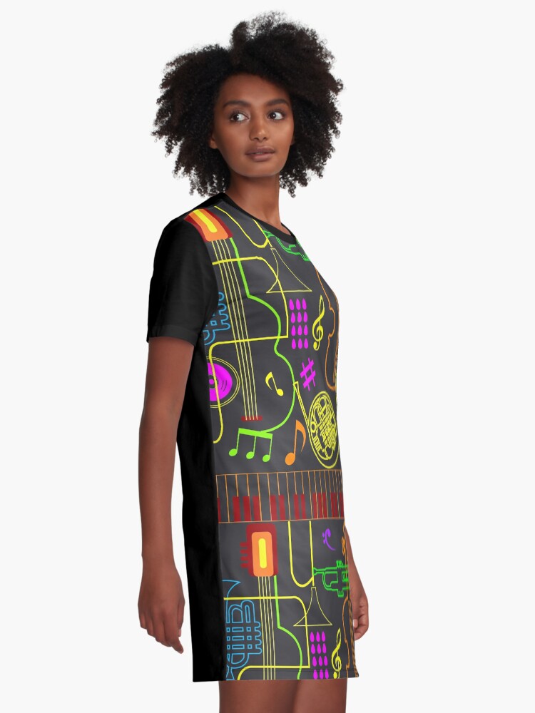 Alternate view of Neon Jazz Fest Graphic T-Shirt Dress
