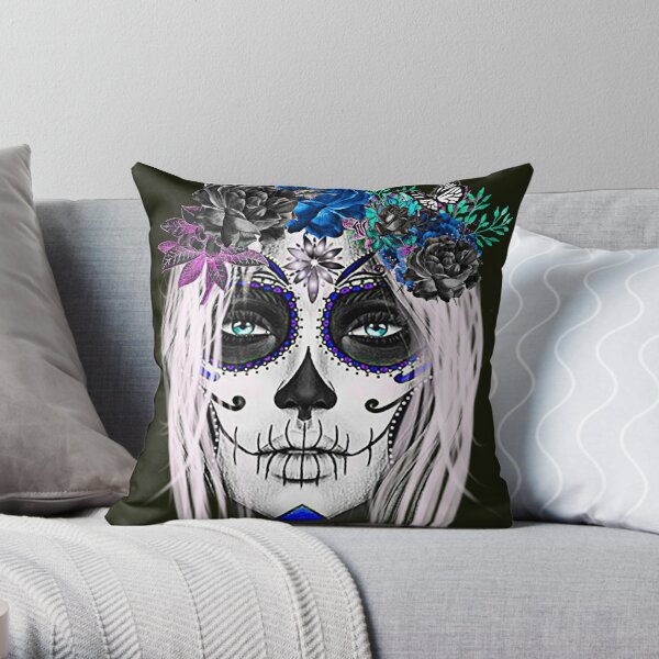 Catrina,Mexican Sugar Skull Lady Throw Pillow for Sale by Gothic