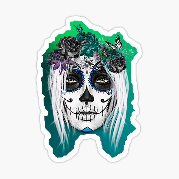 Catrina White Mexican Sugar Skull Girl Sticker For Sale By   St,small,507x507 Pad,600x600,f8f8f8 