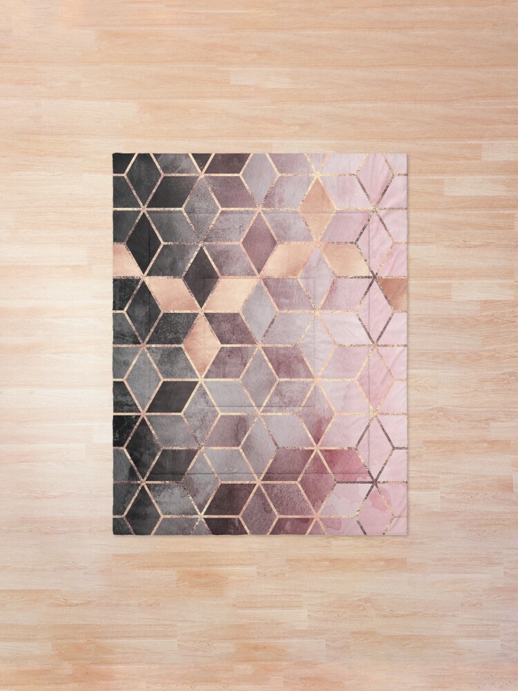 Alternate view of Pink And Grey Gradient Cubes Comforter