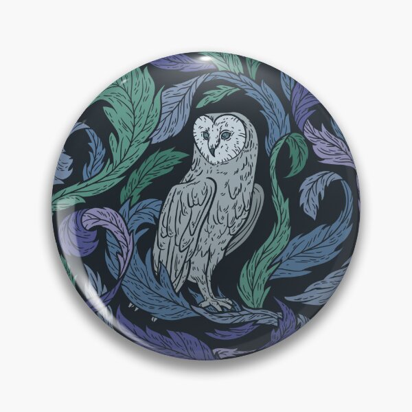 Item preview, Cottagecore Blue Mystical Owls with Feathers Purple Green Folk Art designed and sold by PUFFYP.
