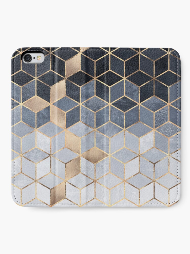 Alternate view of Soft Blue Gradient Cubes iPhone Wallet