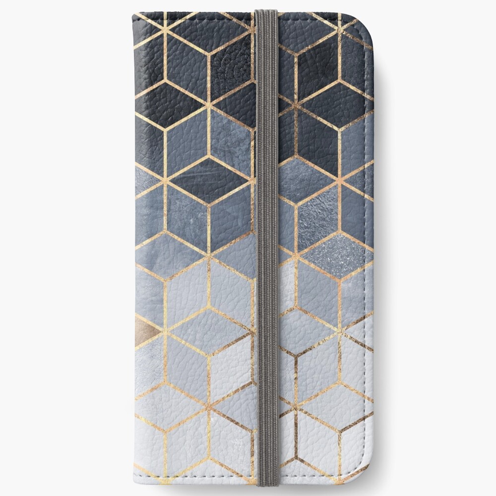 Soft Blue Gradient Cubes iPhone Wallet
