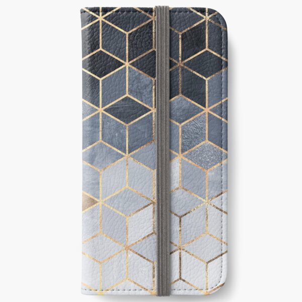 Soft Blue Gradient Cubes iPhone Wallet