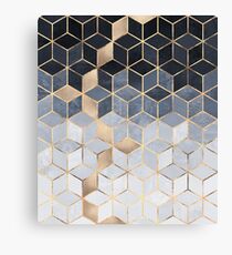 Soft Blue Gradient Cubes Canvas Print