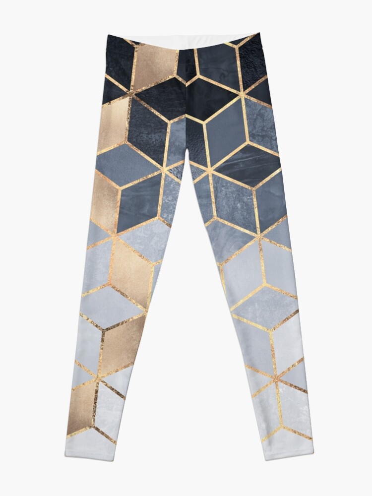Alternate view of Soft Blue Gradient Cubes Leggings