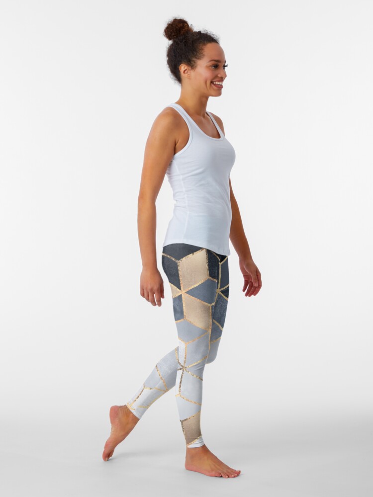 Alternate view of Soft Blue Gradient Cubes Leggings