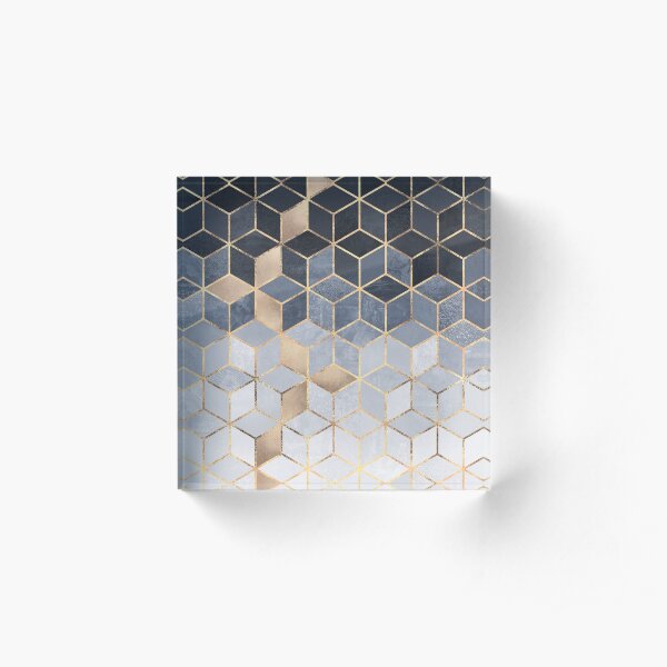 Soft Blue Gradient Cubes Acrylic Block