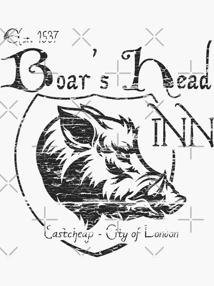 "The Boar's Head Inn from Shakespeares Henry IV Distressed" Sticker