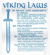 Viking Laws Scandinavian Warriors Schwert Blau Poster