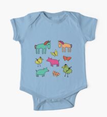 Striped Pigs and Ponies - Peach Melba - cute, fun pattern by Cecca Designs One Piece - Short Sleeve
