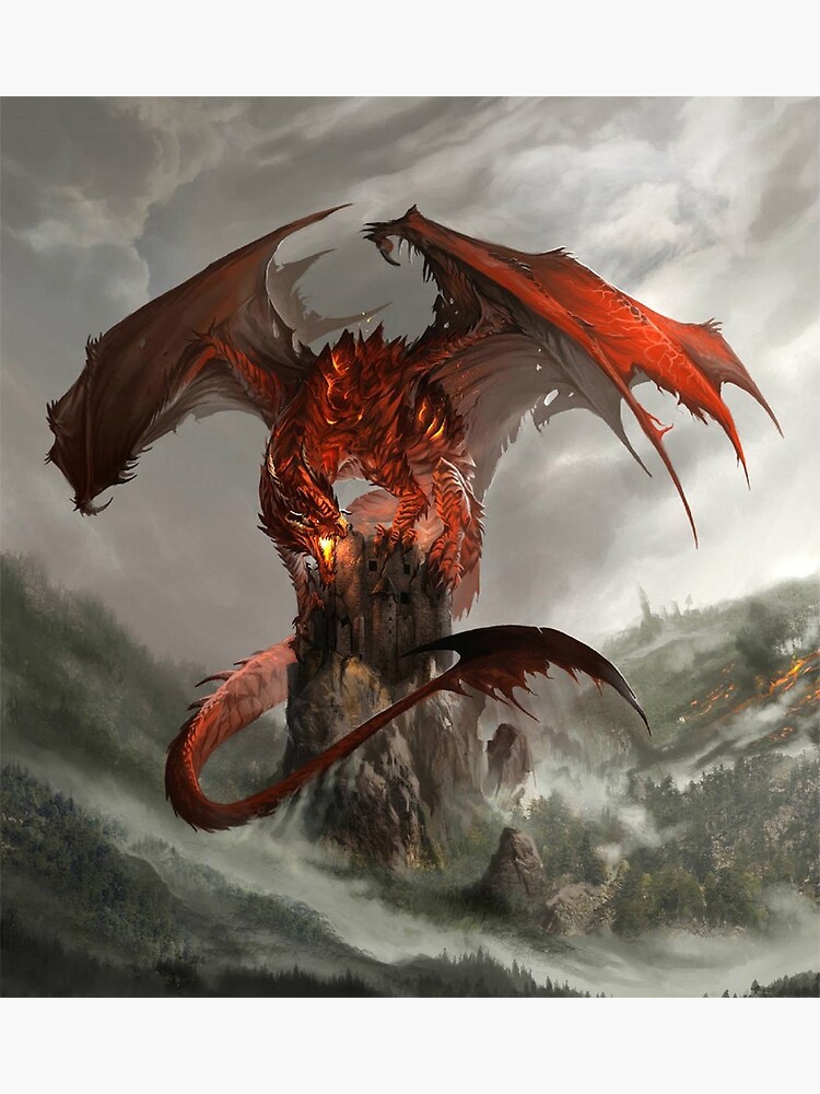 Red Dragon Fantasy Postcard for Sale by radekmilicka