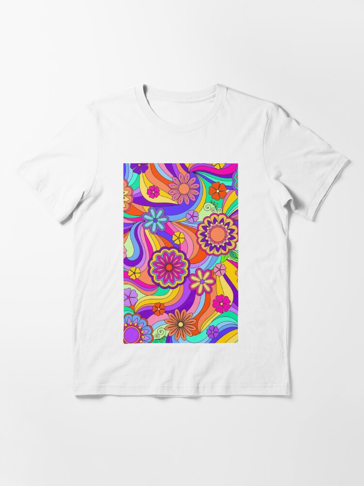 Psychedelic Print T Shirt Groovy Flower Power Trendy T Shirts Short Sleeve  Tshirt Women Street Fashion Clothes Big Size 4XL 5XL