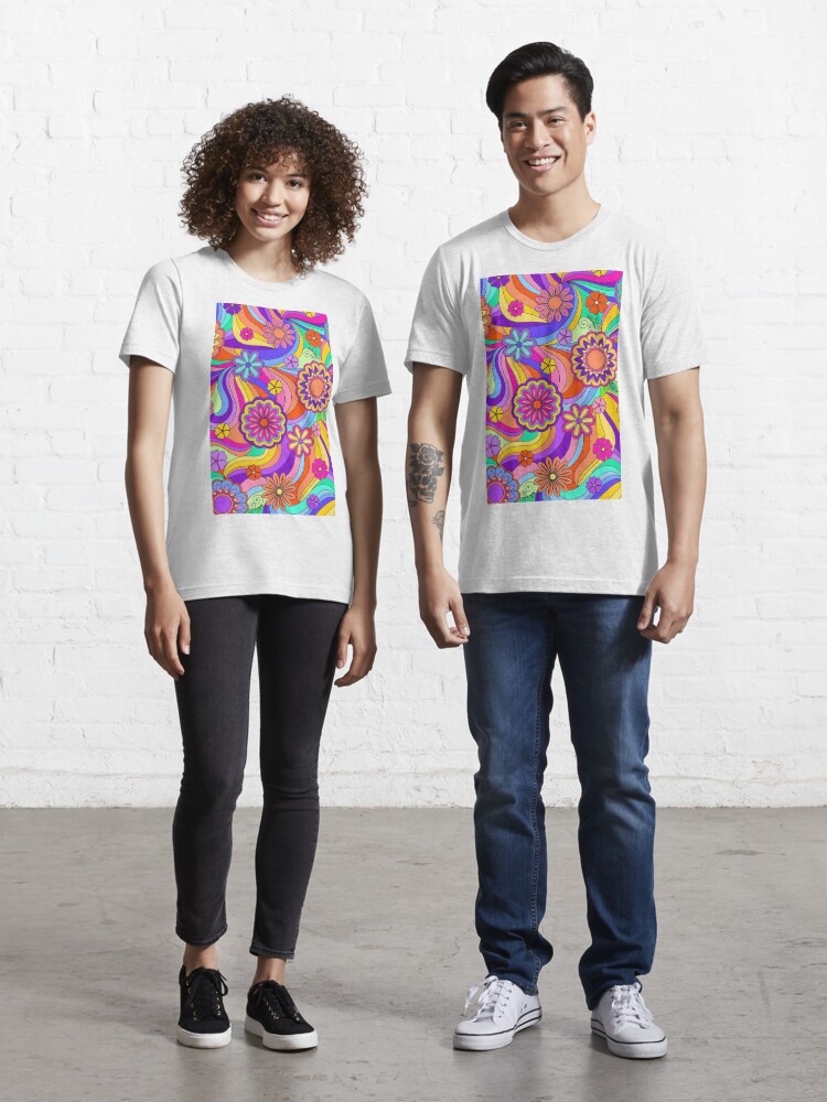 Groovy Psychedelic Flower Power Graphic T Shirt' Unisex Ringer T-Shirt