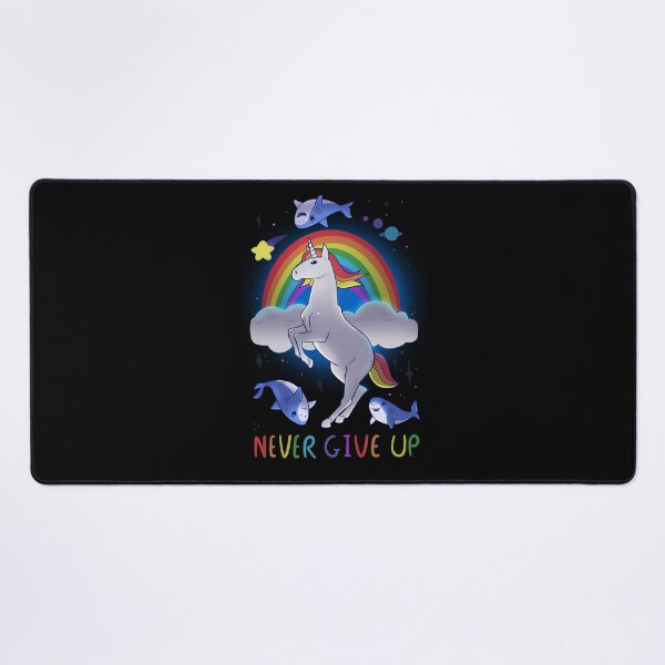 Item preview, Motivational Rainbow magic unicorn with cute sharks designed and sold by Mossysplashart.