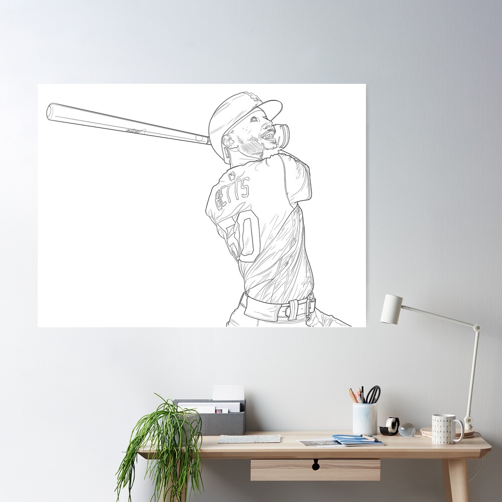 Mookie Betts Dodgers Baseball Player Coloring Book Page | Sticker