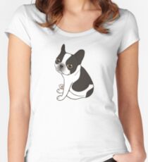 Say hello to the cute double hooded pied French Bulldog Women's Fitted Scoop T-Shirt