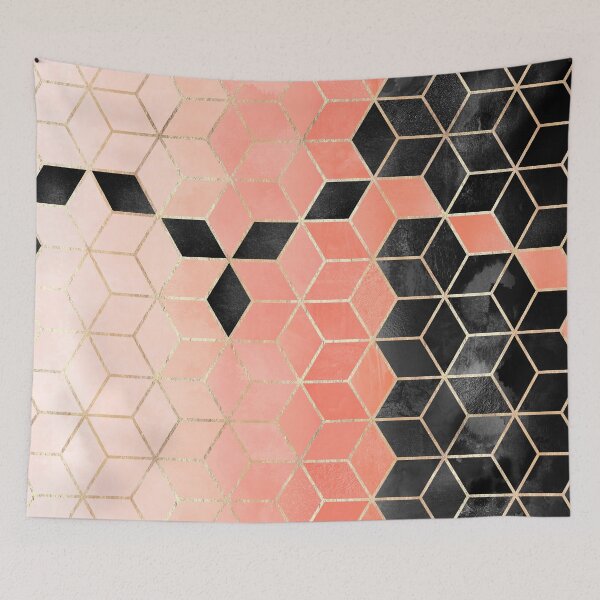 Item preview, Black And Coral Cubes designed and sold by Elisabeth Fredriksson.
