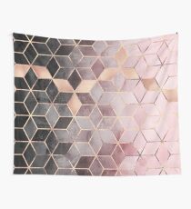 Rosa und graue Farbverlaufswürfel Wandbehang