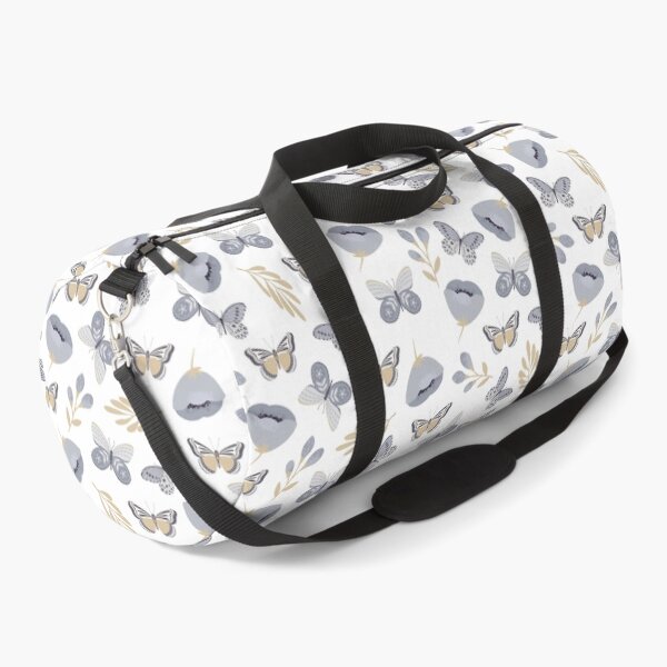 Item preview, Gray butterflies and spring wildflowers in white. designed and sold by FunnyChameleon.