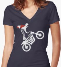 Evel Knievel Logo Women's Fitted V-Neck T-Shirt