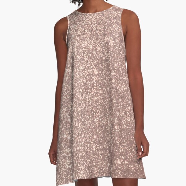 Pink Rose Gold Metallic Glitter A-Line Dress