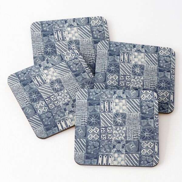 Item preview, Indian hand block print Anokhi indigo geometric pattern designed and sold by StudioAkubi.