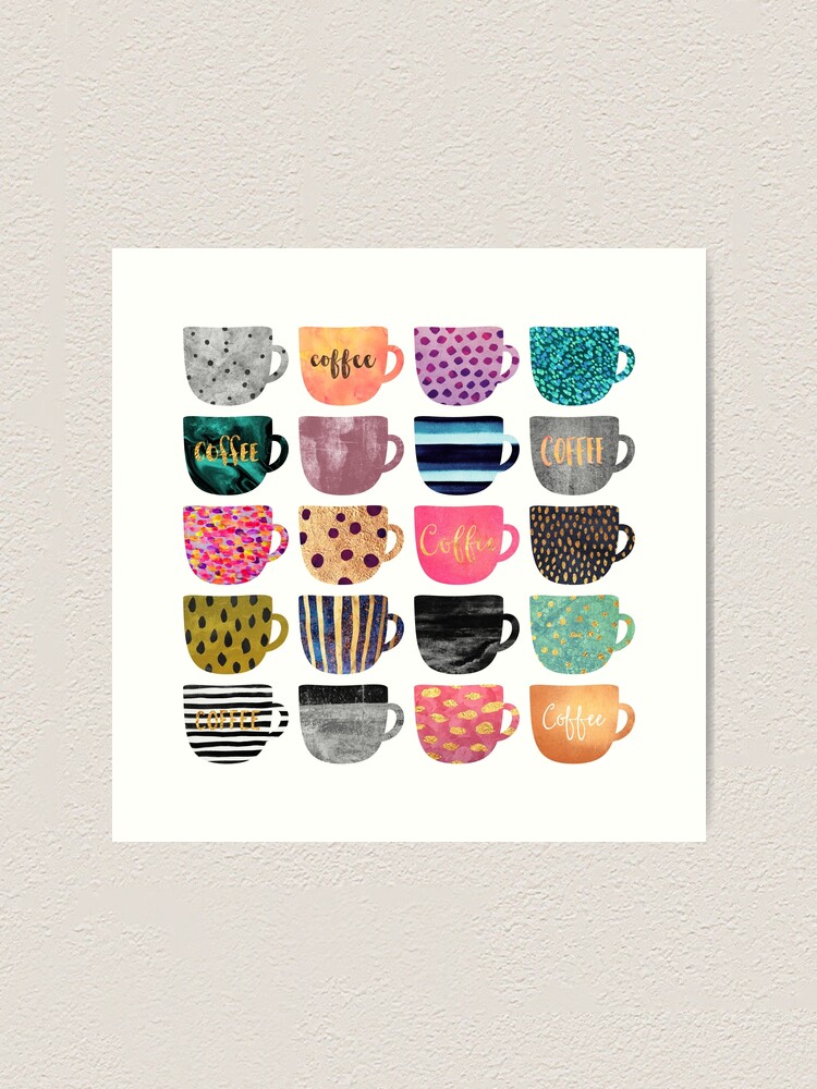 Pretty coffee cups print by Elisabeth Fredriksson