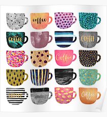 Pretty Coffee Cups Poster