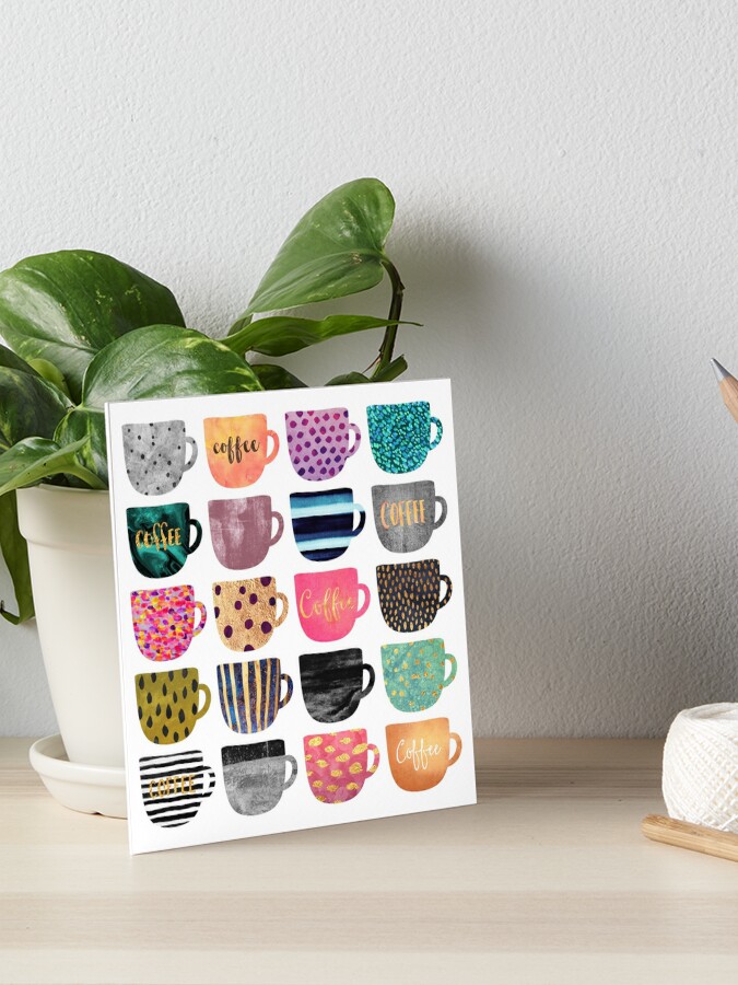 Pretty coffee cups print by Elisabeth Fredriksson