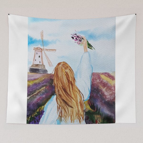 Item preview, Beautiful girl with bunch of lavenders on lavenders field in the Netherlands designed and sold by Ala Lopatniov.