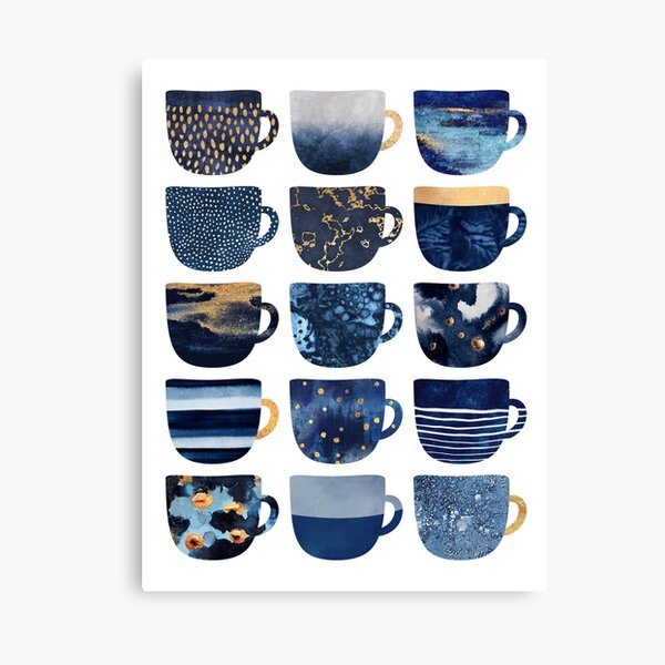 Pretty Blue Coffee Cups Canvas Print