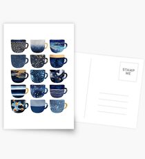 Pretty Blue Coffee Cups Postcards