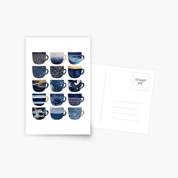 Pretty Blue Coffee Cups Poster