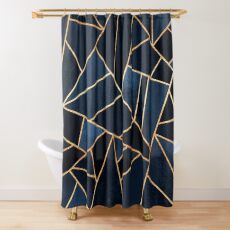 Navy Stone Shower Curtain