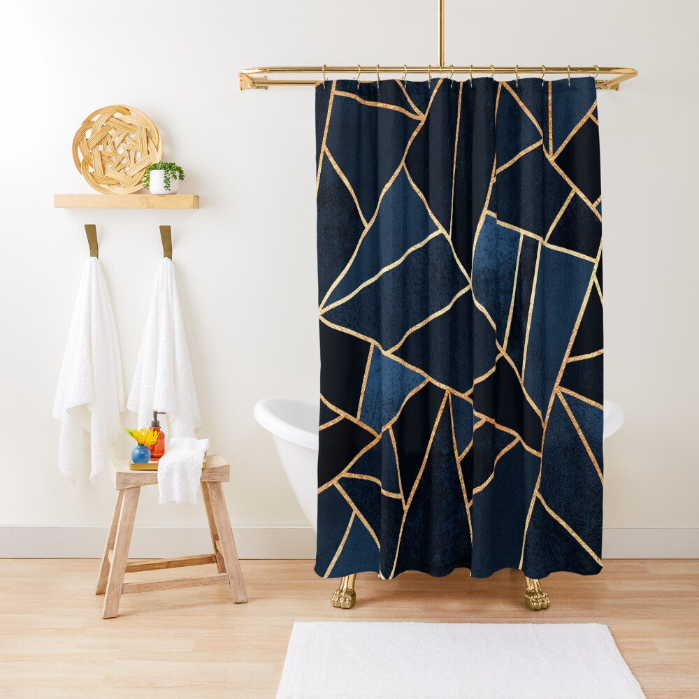 Navy Stone Shower Curtain