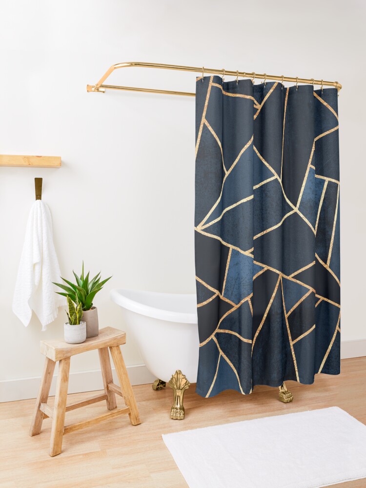 Alternate view of Navy Stone Shower Curtain