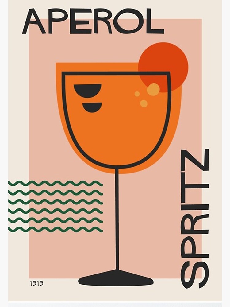 Disover Aperol Spritz Cocktail Mid Century Modern Premium Matte Vertical Poster