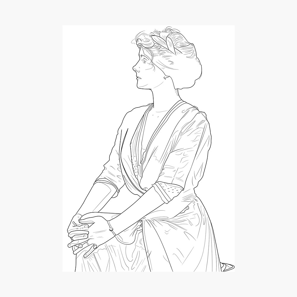 Gibson Girl Coloring Book Page Canvas Print for Sale by AlienPharaoh