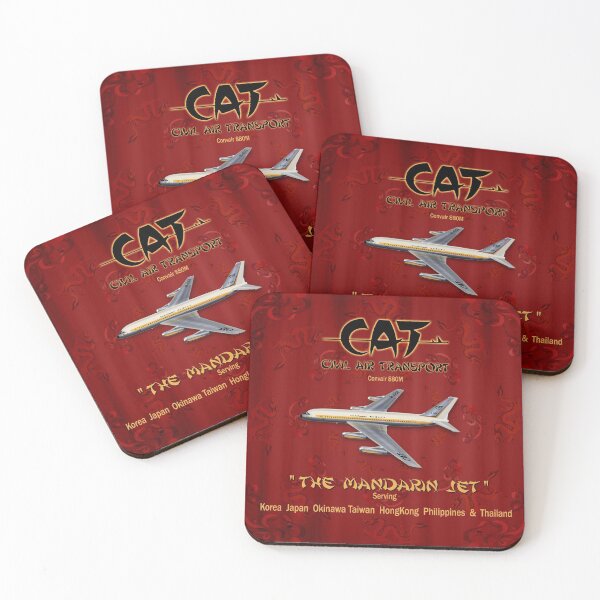 CONVAIR 880 CAT CIVIL AIR TRANSPORT Coasters (Set of 4)