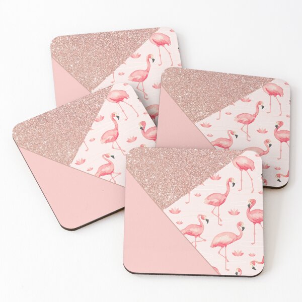 Item preview, modern pink glitter flamingo pattern designed and sold by Beeroclock.