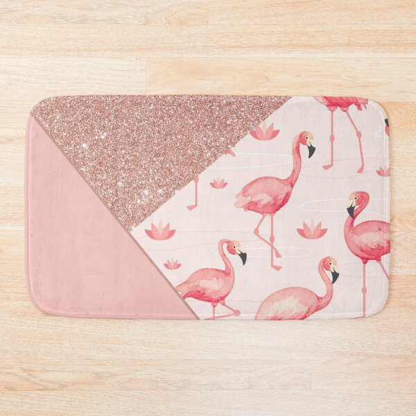 Item preview, modern pink glitter flamingo pattern designed and sold by Beeroclock.