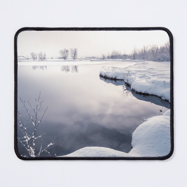 Item preview, Blue Lake Reflection Winter Snowscape Iceland Thingvellir designed and sold by PhotosByVille.