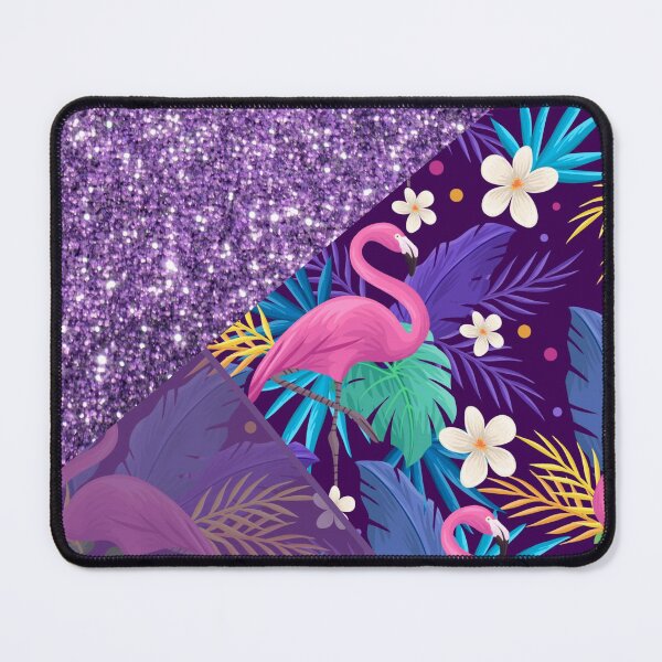 Item preview, purple glitter flamingo pattern designed and sold by Beeroclock.