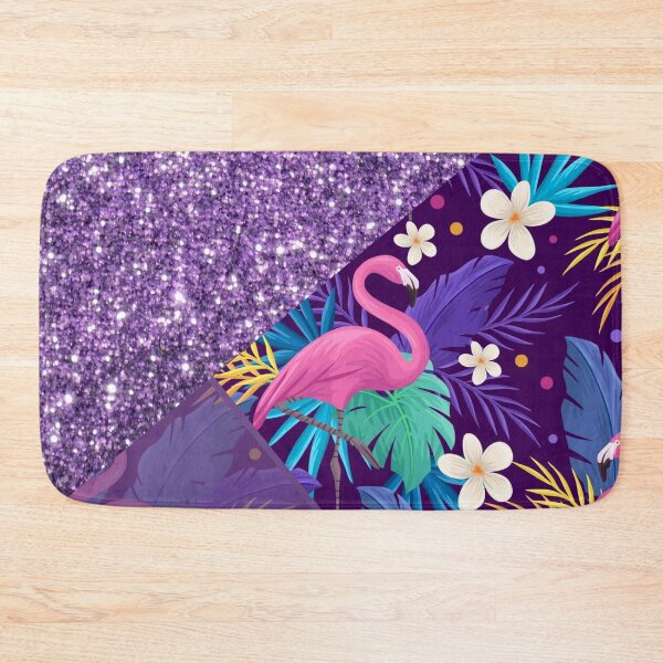 Item preview, purple glitter flamingo pattern designed and sold by Beeroclock.