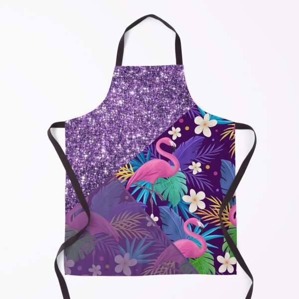 Item preview, purple glitter flamingo pattern designed and sold by Beeroclock.