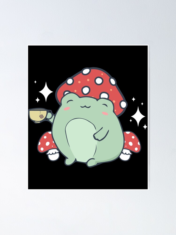 Cottagecore Aesthetic Frog Drinking Tea Mushroom Classic Poster For Sale By Koukhalilp 2870