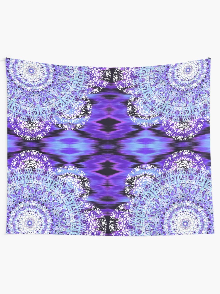 Alternate view of Violet Ikat Mandala Wall Tapestry