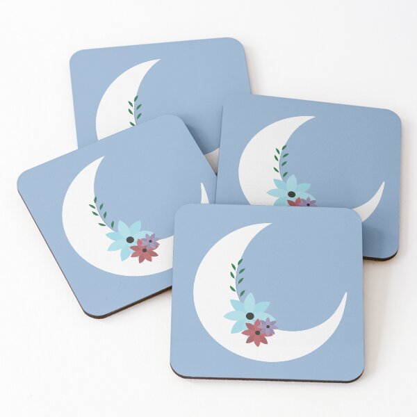 Item preview, Crescent moon and flowers designed and sold by DriftDigitalArt.